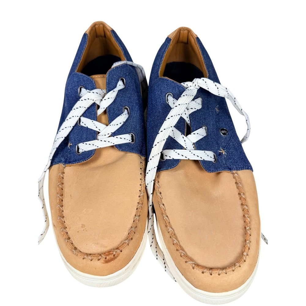 Gongshow Mens Denim Leather Silky Wheels Shoes Size 13 Blue Tan Hockey Lifestyle